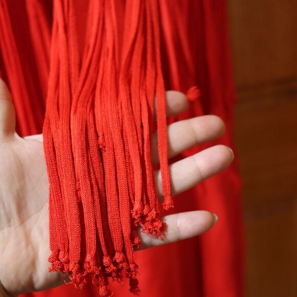 Marina Spadafora Red Fringe Mini Dress Large High Fashion Italy Statement - Picture 9 of 12